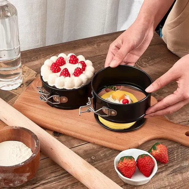 Alt view image 6 of 6 - 4 Inch Springform Pan for Baking Mini Cheesecake Pans with Removable Bottom Nonstick Leakproof Round Cake Mold Spring Form Molds for Mini Cheesecake Pizza and Quiches(Black,25 Pcs)