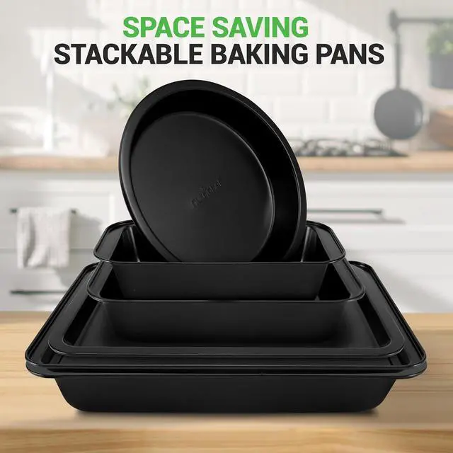 Alt view image 6 of 6 - 10-Piece Non-Stick Baking Set Heavy-Duty Carbon Steel Bakeware Set w/ Cookie Sheets, Muffin Pan, Roasting Pan, Cake Pan, Baking Tray, Pizza Pan Effortless Food Release & Easy Cleanup