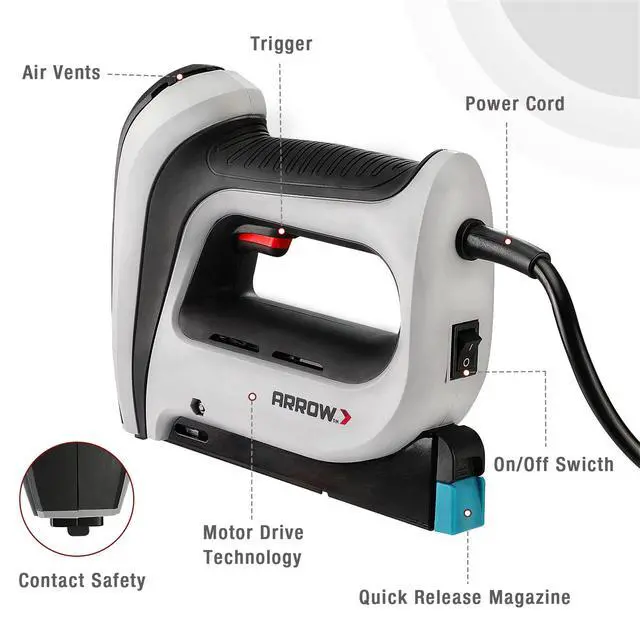 Alt view image 7 of 7 - Arrow Electric Staple Gun Kit, Corded Stapler with 3750 Pieces T50 1/4", 3/8", 1/2" Staples, for Upholstery Professional and DIY Projects, T50ACD