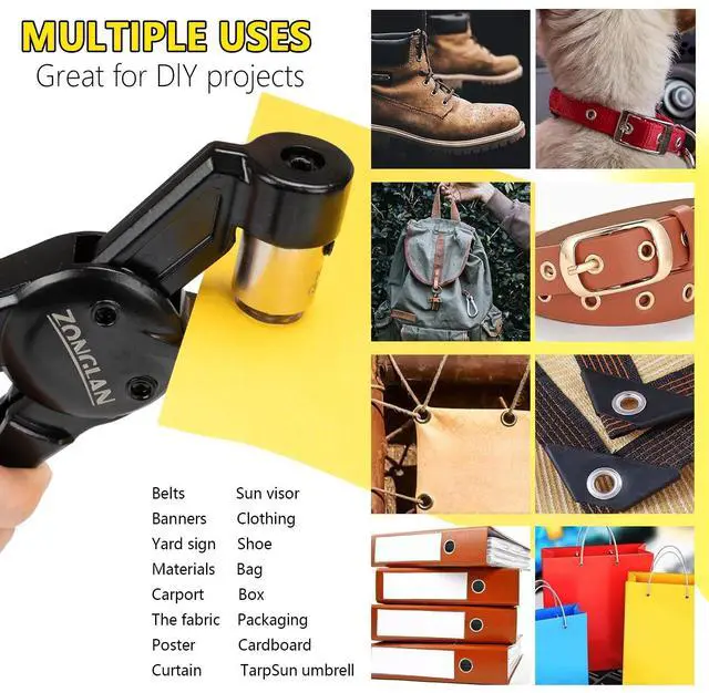 Alt view image 6 of 6 - Heavy Duty Grommet Tool Kit of 1/2" 5/16" and 3/8",Multi Size Handheld Eyelet Tool Plier Rivet Press with 900 pcs Silver Grommets for Tarp Leather Fabric