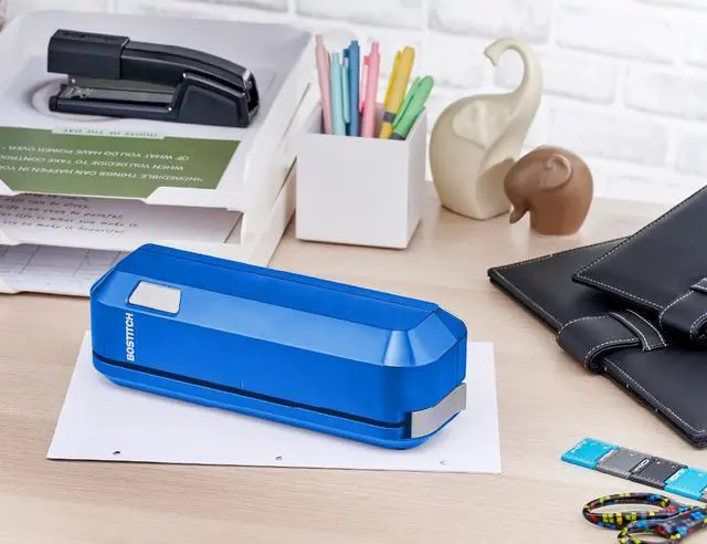 Alt view image 7 of 7 - Office Electric 3-Hole Punch, Dual Paper Loading, Heavy Duty, Jam-Free 20 Sheet Capacity, AC Adapter or Battery Powered, Space Saving, Blue, (EHP20-BLUE)
