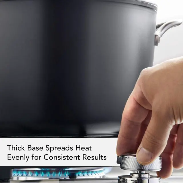 Alt view image 3 of 7 - Hard Anodized Induction Nonstick Stock Pot/Stockpot with Lid, 8 Quart, Matte Black