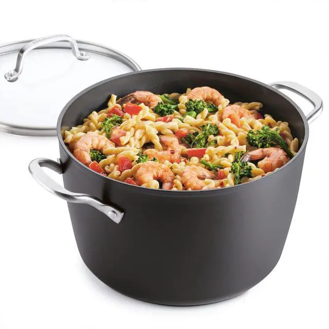 Alt view image 7 of 7 - Hard Anodized Induction Nonstick Stock Pot/Stockpot with Lid, 8 Quart, Matte Black