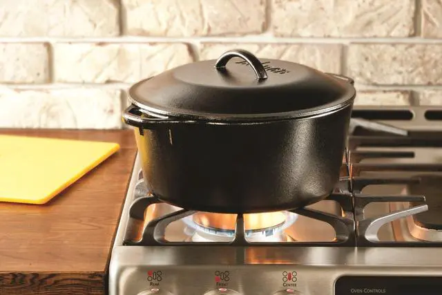 Alt view image 3 of 7 - 7-Quart Cast Iron Dutch Oven Made in USA, Pre-Seasoned, PFAS-Free & Non-Toxic, Heat-Treated, Induction Compatible, Self-Basting Lid, Durable Multi-Use Cooking Pot for Oven to Table
