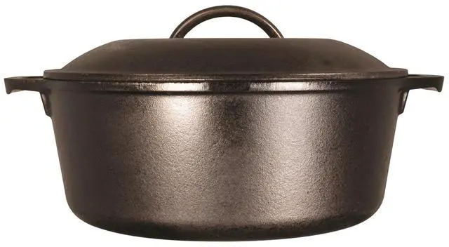 Alt view image 2 of 7 - 7-Quart Cast Iron Dutch Oven Made in USA, Pre-Seasoned, PFAS-Free & Non-Toxic, Heat-Treated, Induction Compatible, Self-Basting Lid, Durable Multi-Use Cooking Pot for Oven to Table