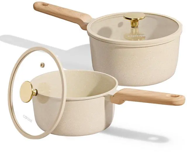 Main image of 1.6Qt & 3.0Qt Sauce Pan Sets with Lid Ceramic Nonstick Pot Set Non Toxic Saucepan with Stay-cool Handle Small Kitchen Cooking Pots, Easy to Clean, Induction Comptable, PFOA FREE