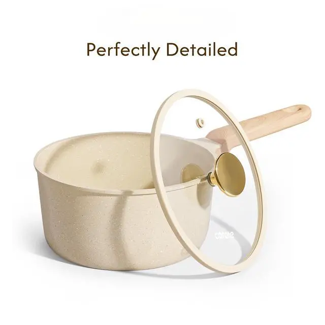 Alt view image 3 of 4 - 1.6Qt & 3.0Qt Sauce Pan Sets with Lid Ceramic Nonstick Pot Set Non Toxic Saucepan with Stay-cool Handle Small Kitchen Cooking Pots, Easy to Clean, Induction Comptable, PFOA FREE