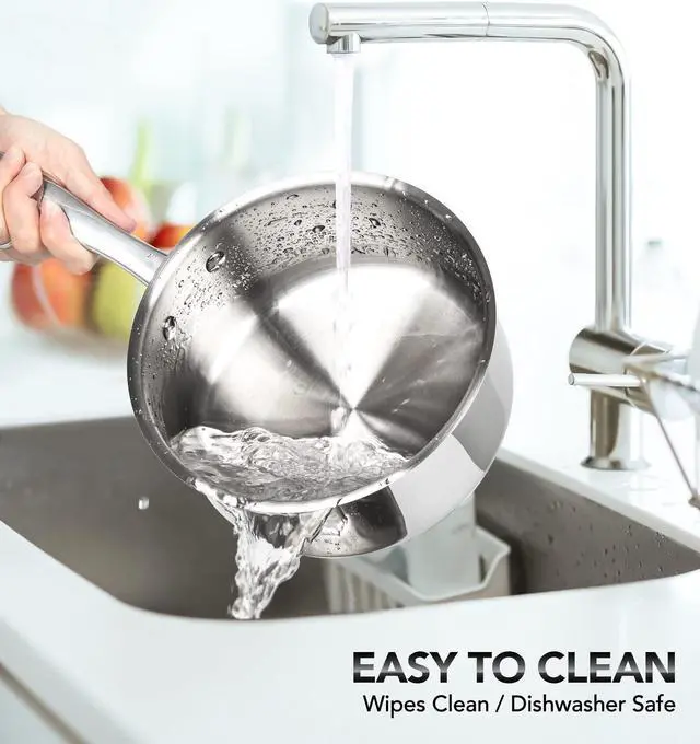 Alt view image 5 of 6 - Stainless Steel Saucepan Set with Lids 1QT & 2QT & 3QT, Stainless Steel Sauce Pot Set 6pcs, Induction Saucepans, Nonstick Sauce Pan Set, Dishwasher Safe