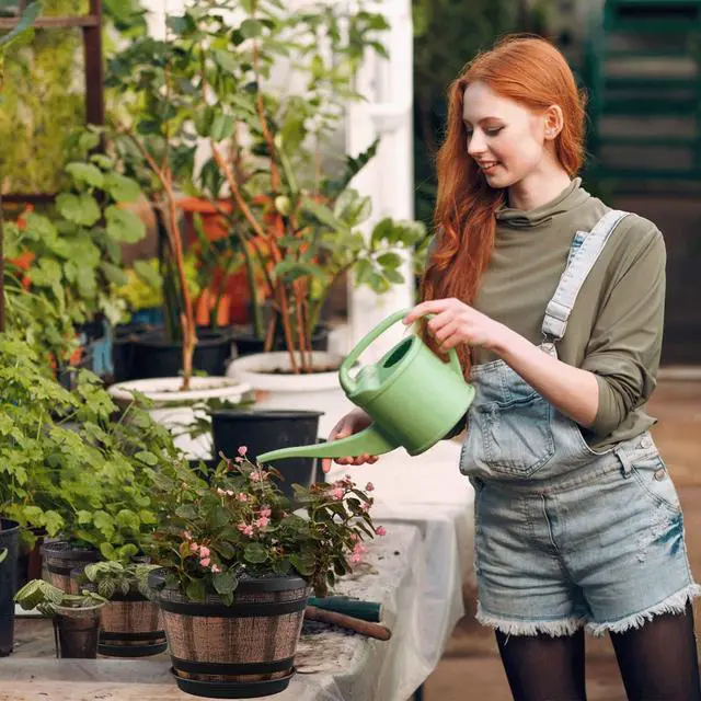 Alt view image 6 of 6 - Plant Pots Set of 4 Pack 12 inch,Large Whiskey Barrel Planters with Drainage Holes & Saucer.Plastic Flower Pots Imitation Wine Barrel Design, for Indoor & Outdoor Garden Home Plants (Brown)