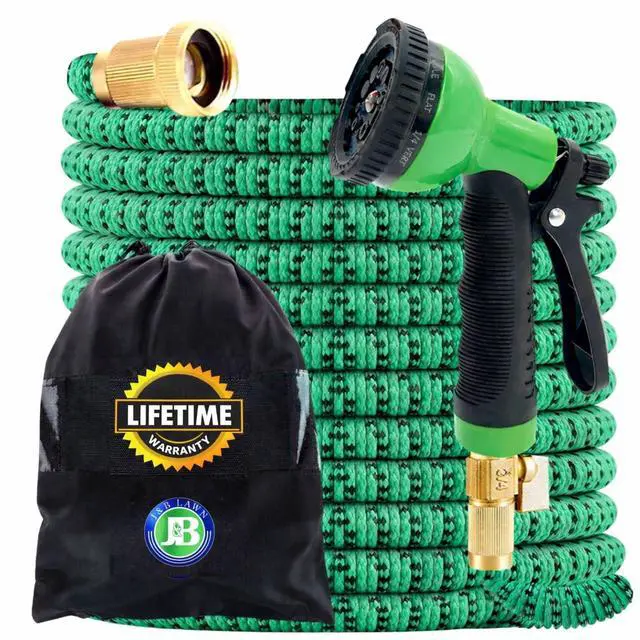 Main image of XpandaHose 50ft Expandable Garden Hose Ultra-Strong 3750D, 4-Layer Latex Core, Brass 3/4" Connectors, 10-Pattern Nozzle & Storage Bag Lightweight, Kink-Reducing, Leak-Resistant