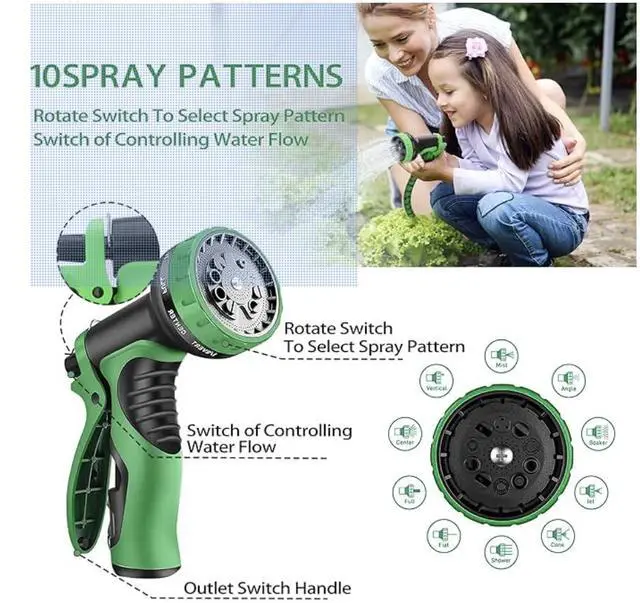 Alt view image 5 of 5 - XpandaHose 50ft Expandable Garden Hose Ultra-Strong 3750D, 4-Layer Latex Core, Brass 3/4" Connectors, 10-Pattern Nozzle & Storage Bag Lightweight, Kink-Reducing, Leak-Resistant