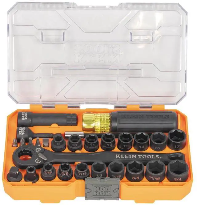 Main image of 65400KNECT KNECT Essential Pass Through Impact Socket Set, SAE and Metric, 90-Tooth Ratchet, MODbox Case, 3/8-Inch Drive, 28-Piece