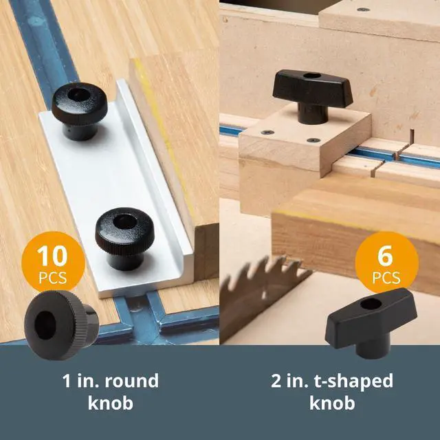 Alt view image 5 of 6 - 71127 128 Piece Set T Track Knob Kit w/ 5 Star Knob, 1/4-20 Threaded bolts and Washers, T Track Accessories for Woodworking Jigs and Fixtures