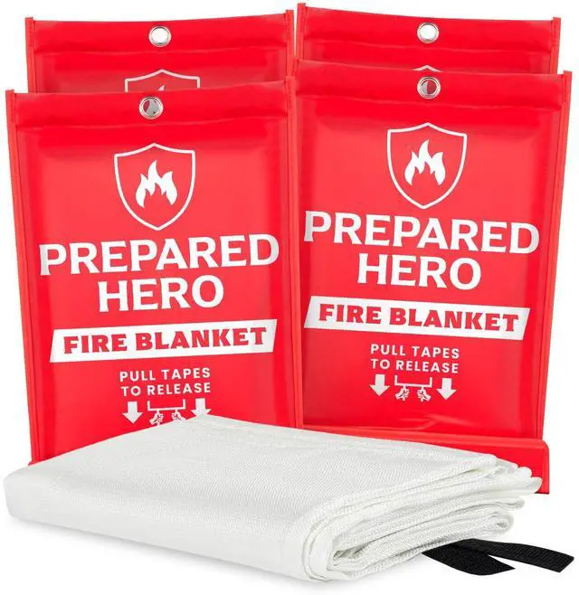 Main image of Emergency Fire Blanket - 4 Pack - Fire Suppression for Kitchen, 40 x 40 Fiberglass Fire Blanket for Home