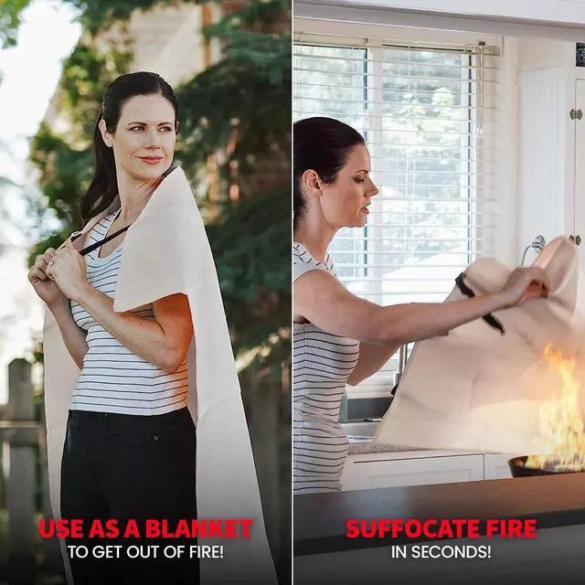 Alt view image 7 of 7 - Emergency Fire Blanket - 4 Pack - Fire Suppression for Kitchen, 40 x 40 Fiberglass Fire Blanket for Home