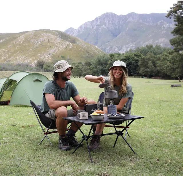 Alt view image 2 of 6 - FT11 Height Adjustable Camping Table, Ultralight Aluminum Roll Up Table with Carry Bag, Portable Backpacking Camp Table for Hiking Picnic Fishing Beach