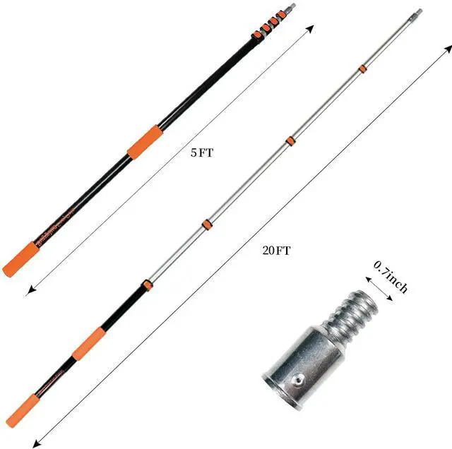 Alt view image 2 of 6 - 26ft Reach, 5 to 20ft Telescoping Pole, Paint Roller Extension Pole, Multi-Purpose Extendable Pole, Lightweight Sturdy Aluminum Telescopic Pole, Easy Flip-Tab Lock Paint Extension Pole