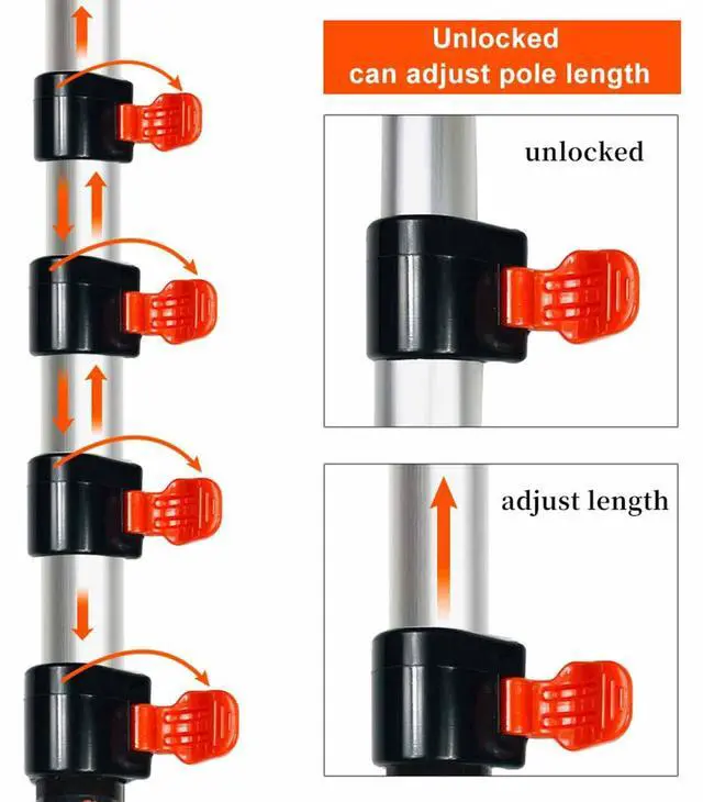 Alt view image 4 of 6 - 26ft Reach, 5 to 20ft Telescoping Pole, Paint Roller Extension Pole, Multi-Purpose Extendable Pole, Lightweight Sturdy Aluminum Telescopic Pole, Easy Flip-Tab Lock Paint Extension Pole