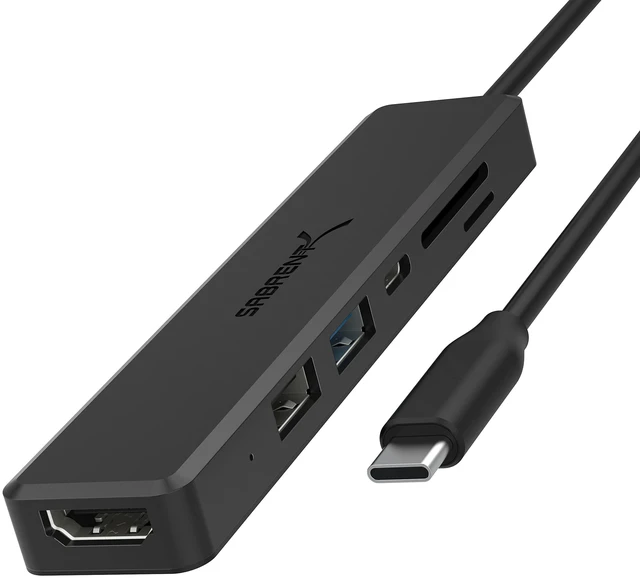 Main image of USB-C Hub, 4K HDMI, 60W PD, USB 3.0/2.0, SD Reader (HB-TC6C) 4K HDMI; 60W power delivery; USB 3.0 + USB 2.0; SD/microSD card reader; multiport