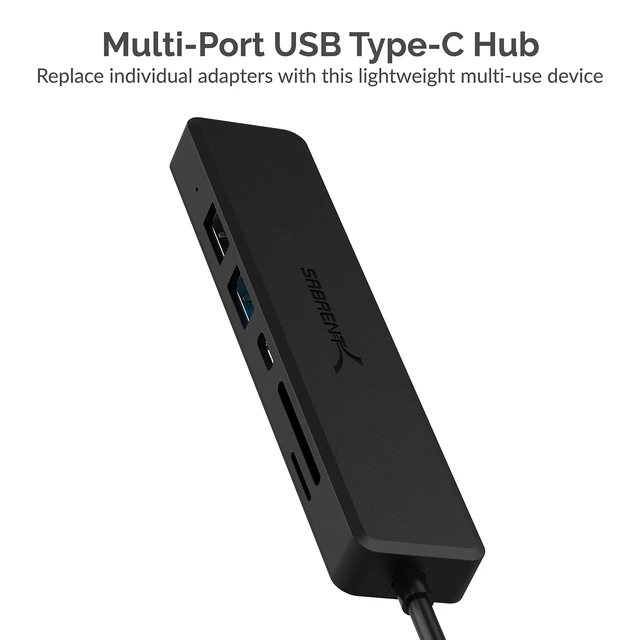 Alt view image 2 of 7 - USB-C Hub, 4K HDMI, 60W PD, USB 3.0/2.0, SD Reader (HB-TC6C) 4K HDMI; 60W power delivery; USB 3.0 + USB 2.0; SD/microSD card reader; multiport