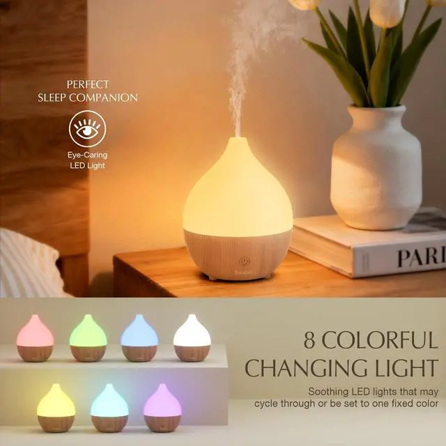 Alt view image 2 of 7 - Essential Oil Diffuser, 100ml Small Aromatherapy Diffuser with Auto Shut-Off Function, Ultrasonic Diffusers for Essential Oils, Cool Mist Humidifier with Warm White Lights, for Office Home