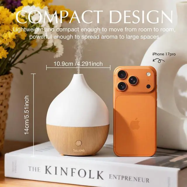 Alt view image 5 of 7 - Essential Oil Diffuser, 100ml Small Aromatherapy Diffuser with Auto Shut-Off Function, Ultrasonic Diffusers for Essential Oils, Cool Mist Humidifier with Warm White Lights, for Office Home