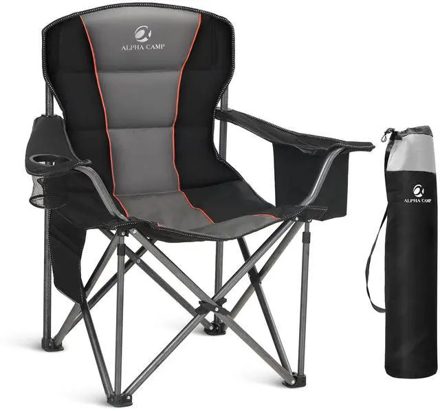 Main image of Oversized Folding Camping Chair for Adults, Heavy Duty Portable Lawn Chairs with Cooler Bag, Side Pocket & Cup Holder, Folding Chairs for Outside Support 450 LBS Outdoor Chair