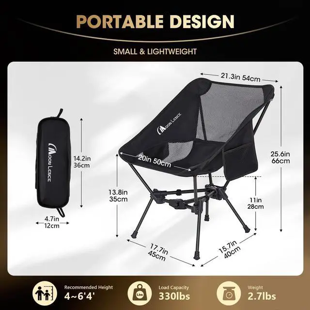 Alt view image 2 of 7 - MOON LENCE 2 Pack Portable Camping Chairs Backpacking Chair - The 4th Generation Ultralight Folding Chair - Compact, Lightweight Foldable Chairs for Hiking Mountaineering, Beach