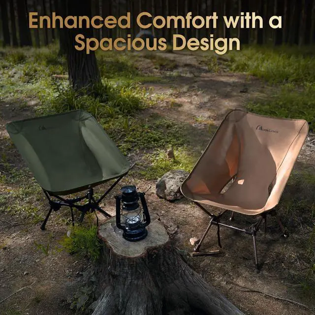 Alt view image 5 of 7 - Portable Camping Chair Plus, Larger & Roomier, Compact and Lightweight Still, Folding Chair for Backpacking & Hiking, 330Lbs Capacity (Black)
