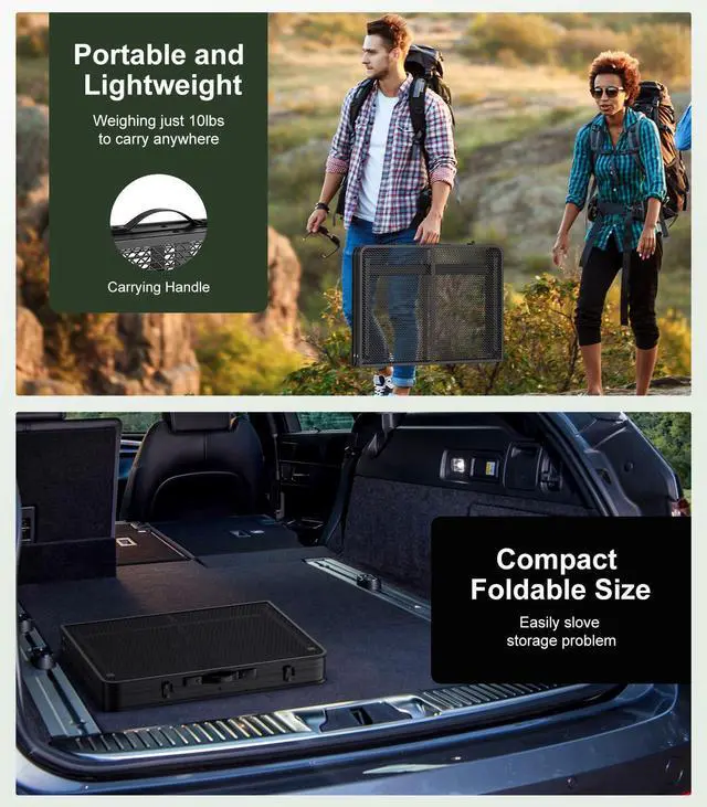 Alt view image 5 of 7 - Raynesys Foldable Grill Table with Mesh Desktop, 200lbs 3Ft Portable Folding Table, Height Adjustable Metal Table for Ourdoor, Camping, Picnic, BBQ and Beach, RV, 35.4" L x 23.6" W