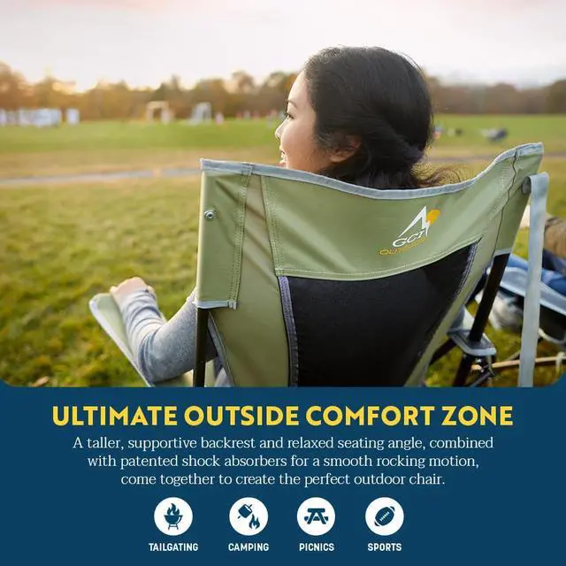 Alt view image 2 of 5 - GCI Outdoor Comfort Pro Rocker Collapsible Rocking Chair & Outdoor Camping Chair, Indigo Blue