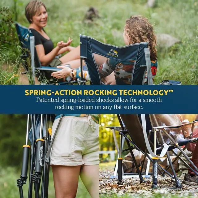 Alt view image 4 of 5 - GCI Outdoor Comfort Pro Rocker Collapsible Rocking Chair & Outdoor Camping Chair, Indigo Blue