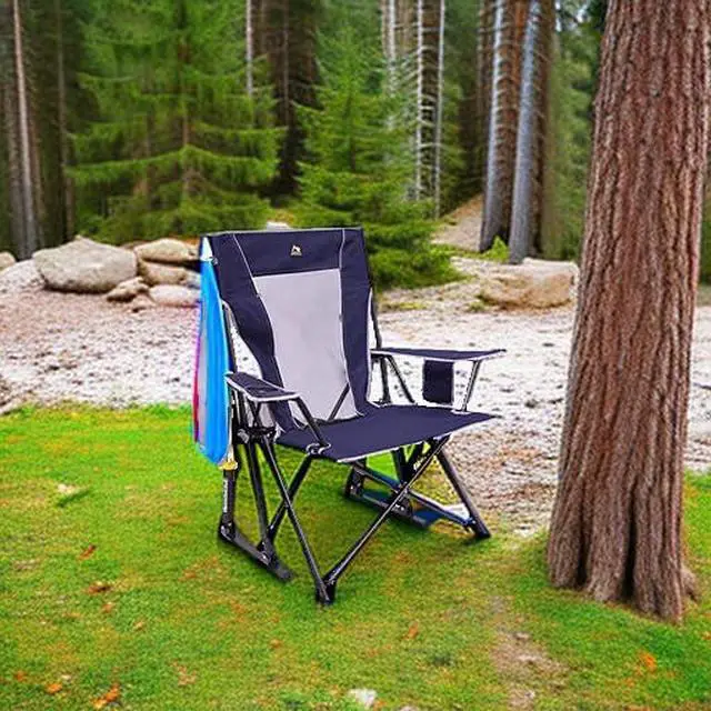 Alt view image 5 of 5 - GCI Outdoor Comfort Pro Rocker Collapsible Rocking Chair & Outdoor Camping Chair, Indigo Blue