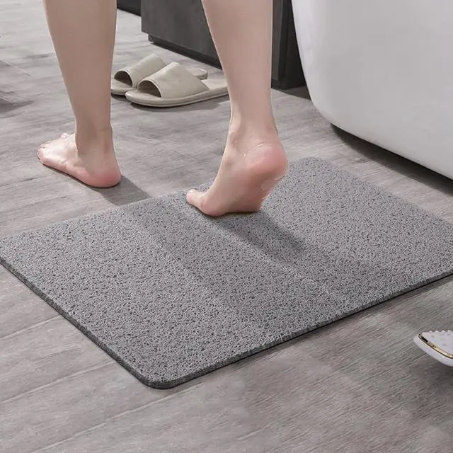 Alt view image 4 of 7 - Asvin Soft Textured Bath, Shower, Tub Mat, 24x16 Inch Rectangular, Phthalate Free, Non Slip Comfort Bathtub Mats with Drain, PVC Loofah Bathroom Mat for Wet Areas, Quick Drying, Grey