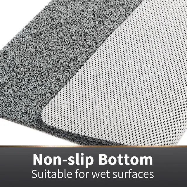 Alt view image 5 of 7 - Asvin Soft Textured Bath, Shower, Tub Mat, 24x16 Inch Rectangular, Phthalate Free, Non Slip Comfort Bathtub Mats with Drain, PVC Loofah Bathroom Mat for Wet Areas, Quick Drying, Grey