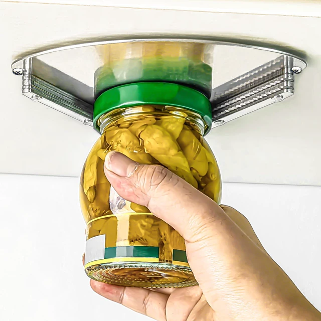 Main image of Latest Jar Opener - Under Cabinet Jar Openers for Seniors With Arthritis or Weak Hands - Under Counter Can Opener-Jar Lid & Bottle Cap Opener Tool - All Stainless Steel Material