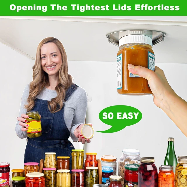 Alt view image 3 of 6 - Latest Jar Opener - Under Cabinet Jar Openers for Seniors With Arthritis or Weak Hands - Under Counter Can Opener-Jar Lid & Bottle Cap Opener Tool - All Stainless Steel Material
