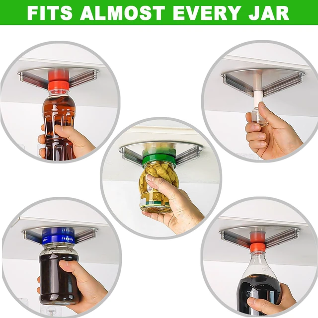 Alt view image 2 of 6 - Latest Jar Opener - Under Cabinet Jar Openers for Seniors With Arthritis or Weak Hands - Under Counter Can Opener-Jar Lid & Bottle Cap Opener Tool - All Stainless Steel Material