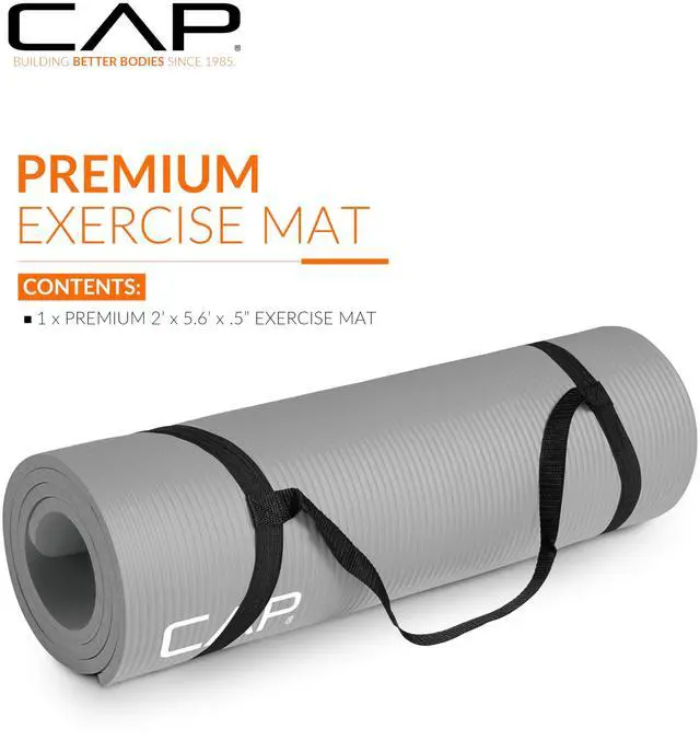 Alt view image 2 of 7 - CAP Barbell High Density Exercise Yoga Mat with strap, 68"x24"x 1/2" - Sage Green