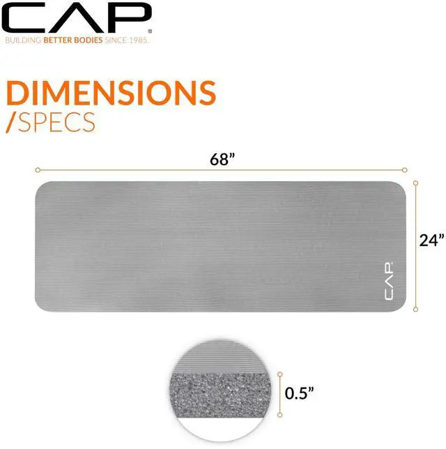 Alt view image 4 of 7 - CAP Barbell High Density Exercise Yoga Mat with strap, 68"x24"x 1/2" - Sage Green