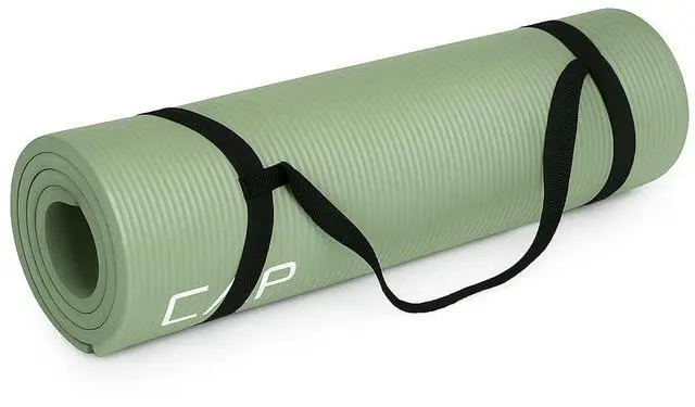 Main image of CAP Barbell High Density Exercise Yoga Mat with strap, 68"x24"x 1/2" - Sage Green