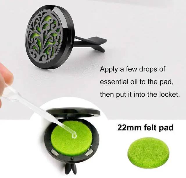 Alt view image 2 of 7 - RoyAroma Car Air Freshener Vent Clip - 2PCS 30mm Black Car Essential Oil Diffuser Vent Clips for Home Office Room with 12 Felt Pads Mother's Day, Birthday Gift for Women & Men