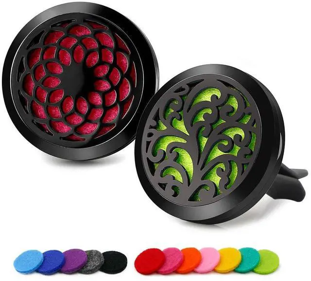 Main image of RoyAroma Car Air Freshener Vent Clip - 2PCS 30mm Black Car Essential Oil Diffuser Vent Clips for Home Office Room with 12 Felt Pads Mother's Day, Birthday Gift for Women & Men