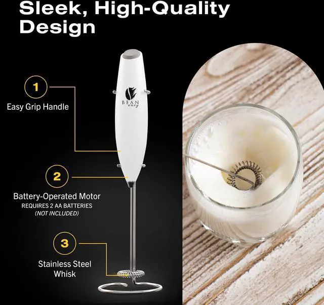Alt view image 6 of 7 - Bean Envy Milk Frother, Coffee Stirrers, Frother Wand, Milk Frother Handheld, Frother with stand, Hand Blender for Coffee, Lattes, Cappuccino, Matcha and Hot Chocolate Kitchen Gifts - White