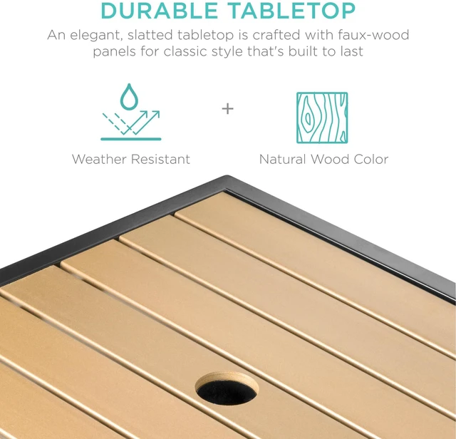 Alt view image 3 of 7 - Wicker Side Table with Umbrella Hole, Square PE Rattan Outdoor End Table for Patio, Garden, Poolside, Deck w/UV-Resistant Frame, Storage Space - Brown