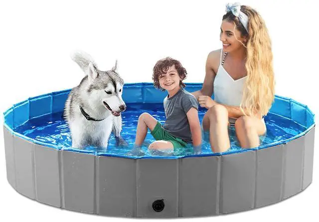 Main image of Jasonwell Foldable Dog Pet Bath Pool Collapsible Dog Pet Pool Bathing Tub Kiddie Pool Doggie Wading Pool for Puppy Small Medium Large Dogs Cats and Kids 71" Grey