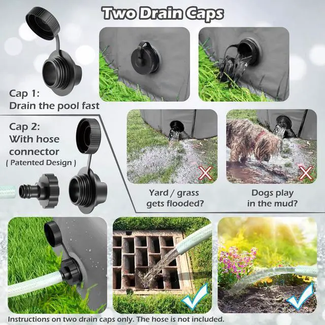 Alt view image 2 of 7 - Jasonwell Foldable Dog Pet Bath Pool Collapsible Dog Pet Pool Bathing Tub Kiddie Pool Doggie Wading Pool for Puppy Small Medium Large Dogs Cats and Kids 71" Grey