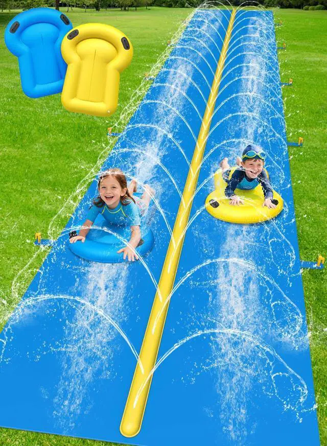 Main image of Evoio Water Slides for Kids Backyard, 39.4 Ft Extra Long Heavy Duty Lawn Waterslide with Built-in Dual Lane Sprinkler and 2 Inflatable Bodyboards, Summer Outdoor Water Toy for Kids and Adults