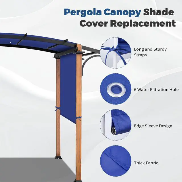 Alt view image 6 of 7 - Universal Waterproof Pergola Canopy Shade Cover Replacement - 17'x6.8' Outdoor Sun Shades Canopy Top for Patio Gazebo Deck Balcony Porch, Cover Only (Blue)