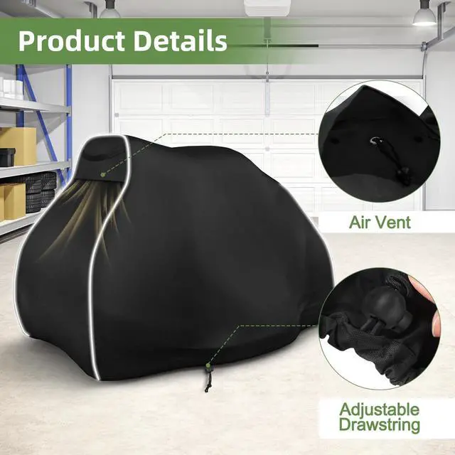 Alt view image 4 of 7 - Zenicham Riding Lawn Mower Cover, 600D UV & Dust & Water Resistant Lawn Tractor Cover, Durable Outdoor Universal Riding Lawnmower Cover with Reflective Strip(72"L x 54"W x 46"H/Black)